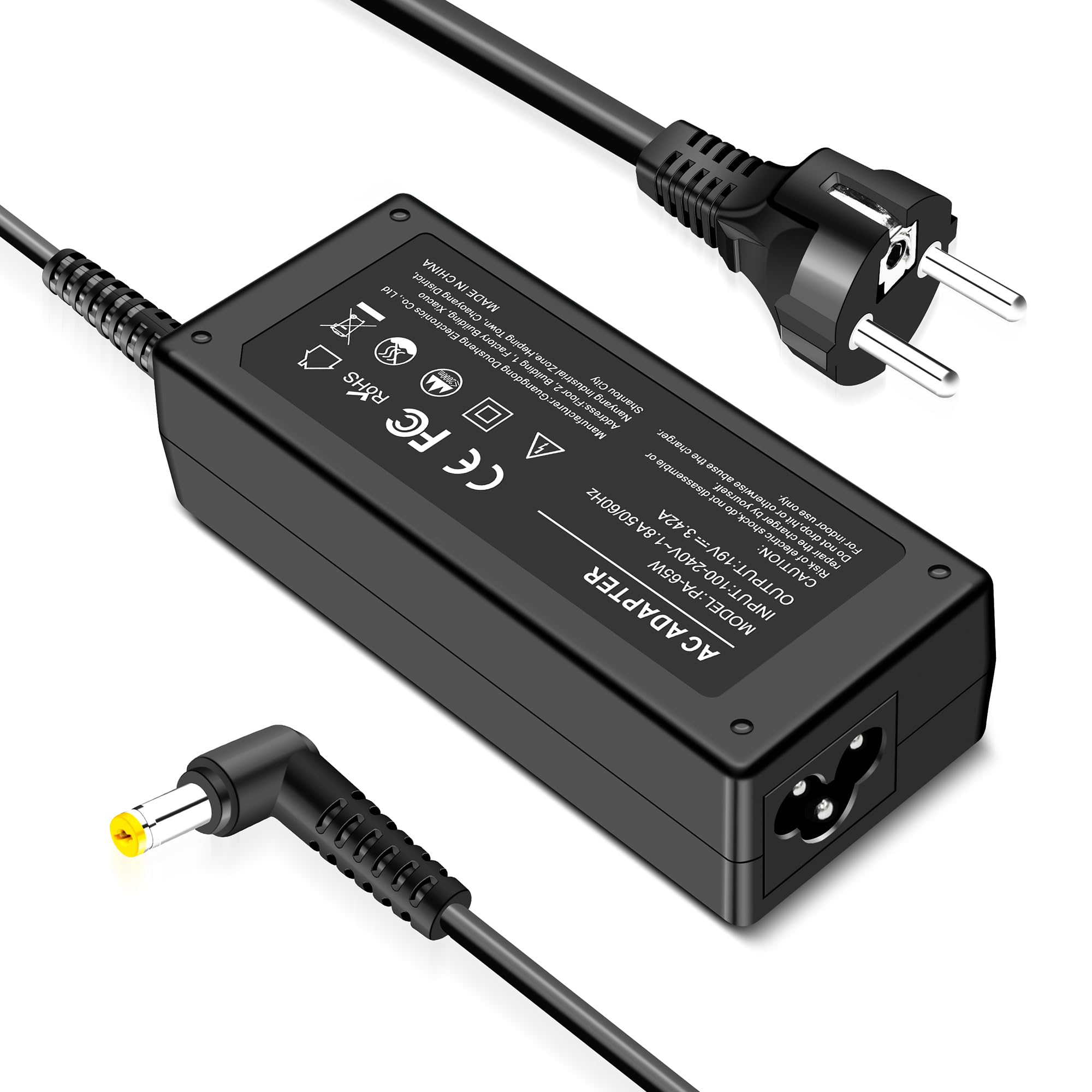 Chargeur 65W pour Acer Aspire 3 5 E1 E3 E5 V3 V5 V7 E14 E15 ES1 A314 A315 A317 A514 5,5 x 1,7 mm
