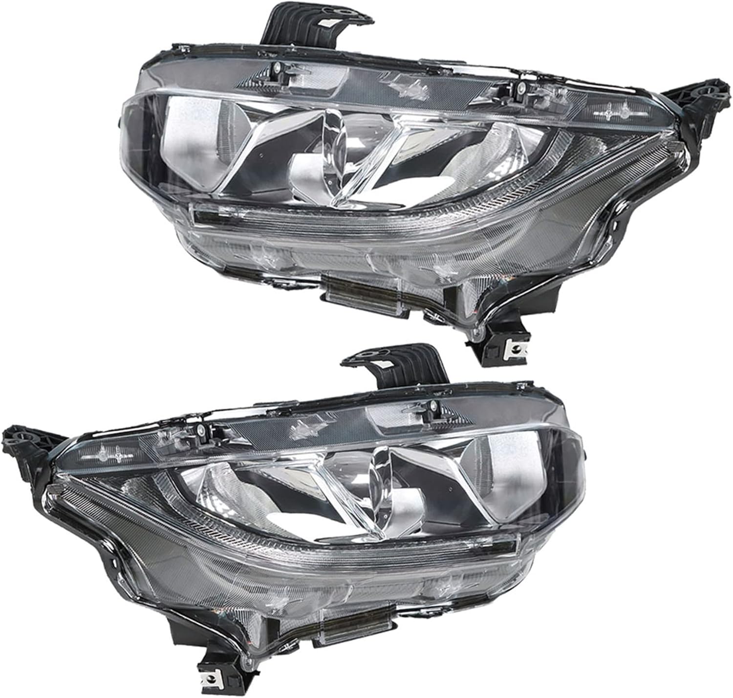 WFLNHB Headlights Assembly Replacement for Honda Civic 2016-2018 (Factory Halogen Type) Projector Headlights Headlamps Driver and Passenger Side