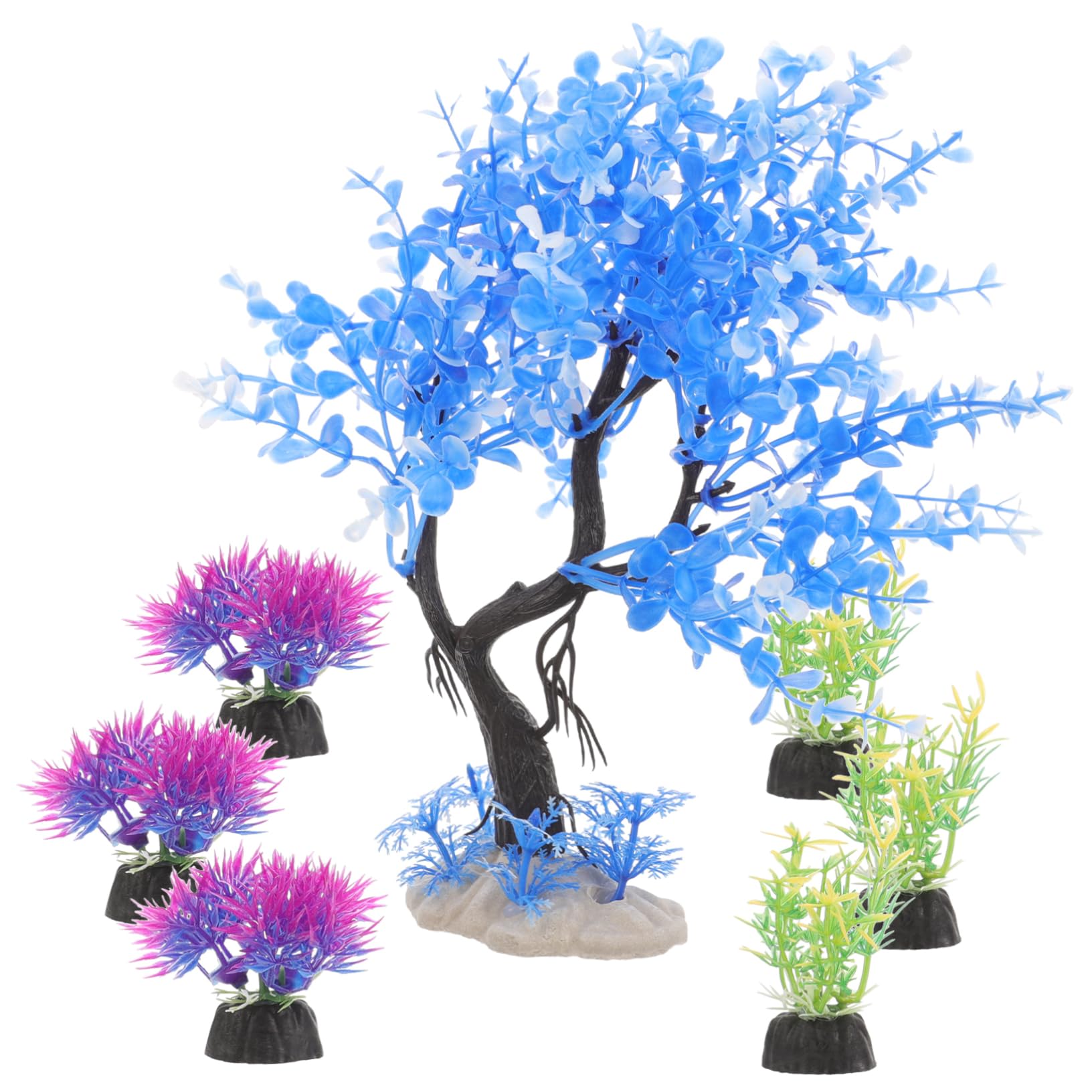 Alipis 3 Set Piante Artificiali Per Decorazioni Realistiche Per Serbatoio Accessori Per Layout Acquatici Per Rettili 7 Pezzi*3