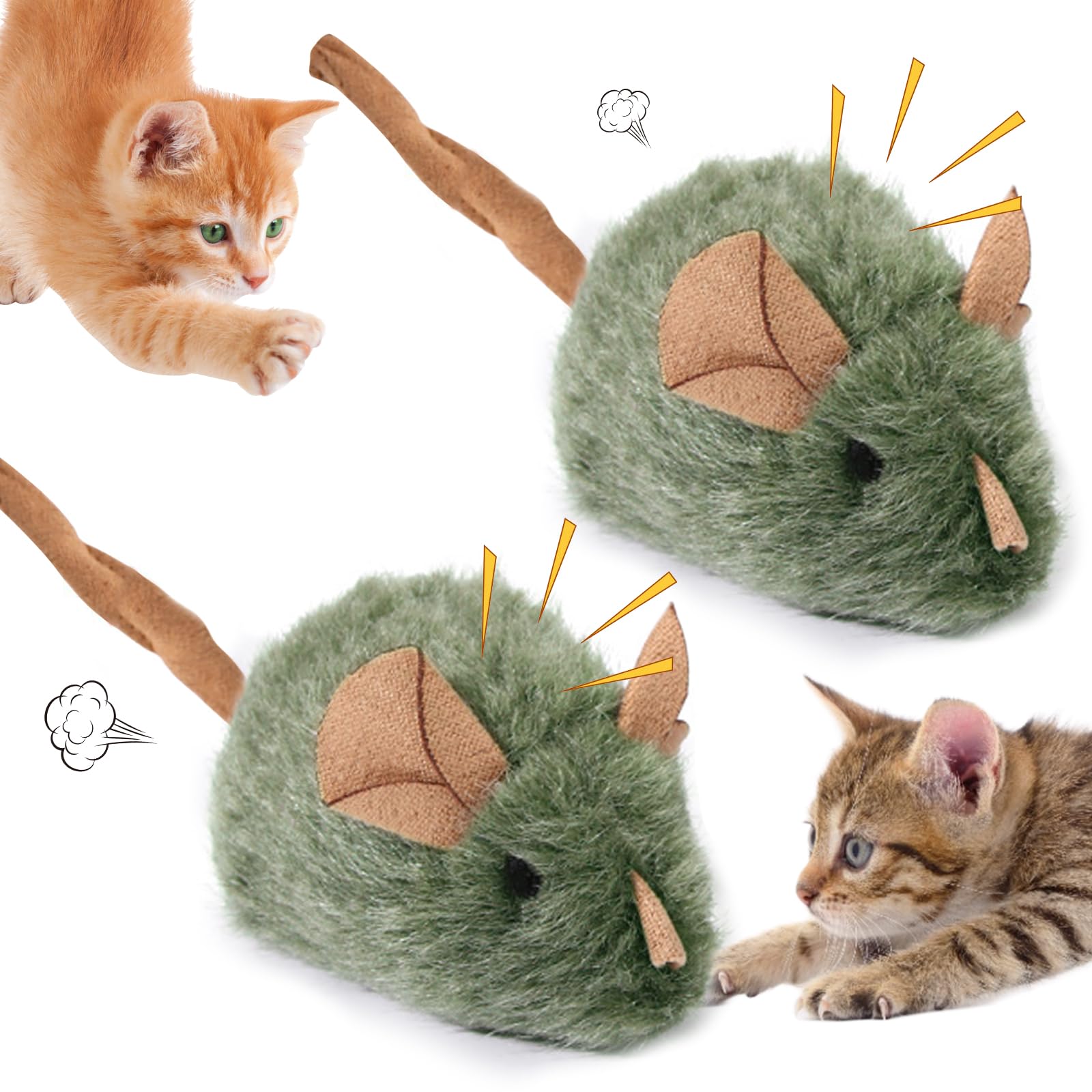 2 stuks katten speelgoed kittens, interactief speelgoed voor katten, elektrische muis voor katten, pluche katten speelgoed muis, kittenspeelgoed, katten speelgoed elektrisch speelmuis, muis