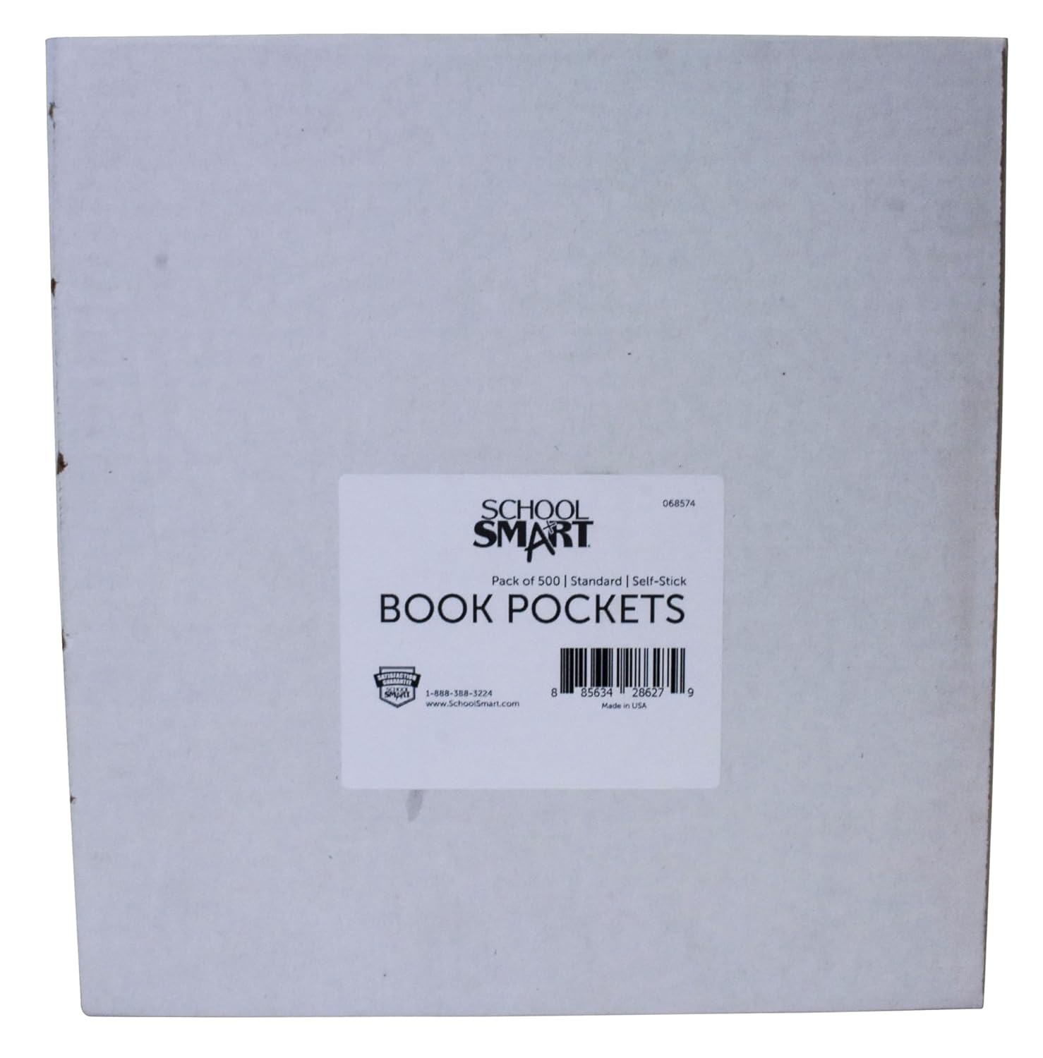 School Smart Standard Back Peel and Press Book Pockets, 3-1/2 x 4-1/2 Inches, Manila, Pack of 500