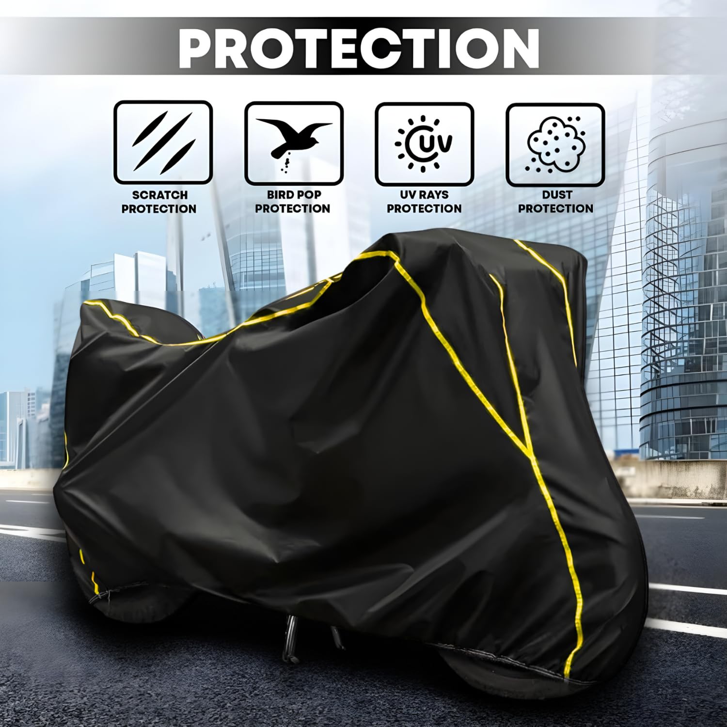 FAVY Waterproof Bike Cover Compatible with Hero Xtreme 125R | Dust Proof & UV Protection Bike Body Cover | Wind Proof Elastic Bottom Motorcycle Cover