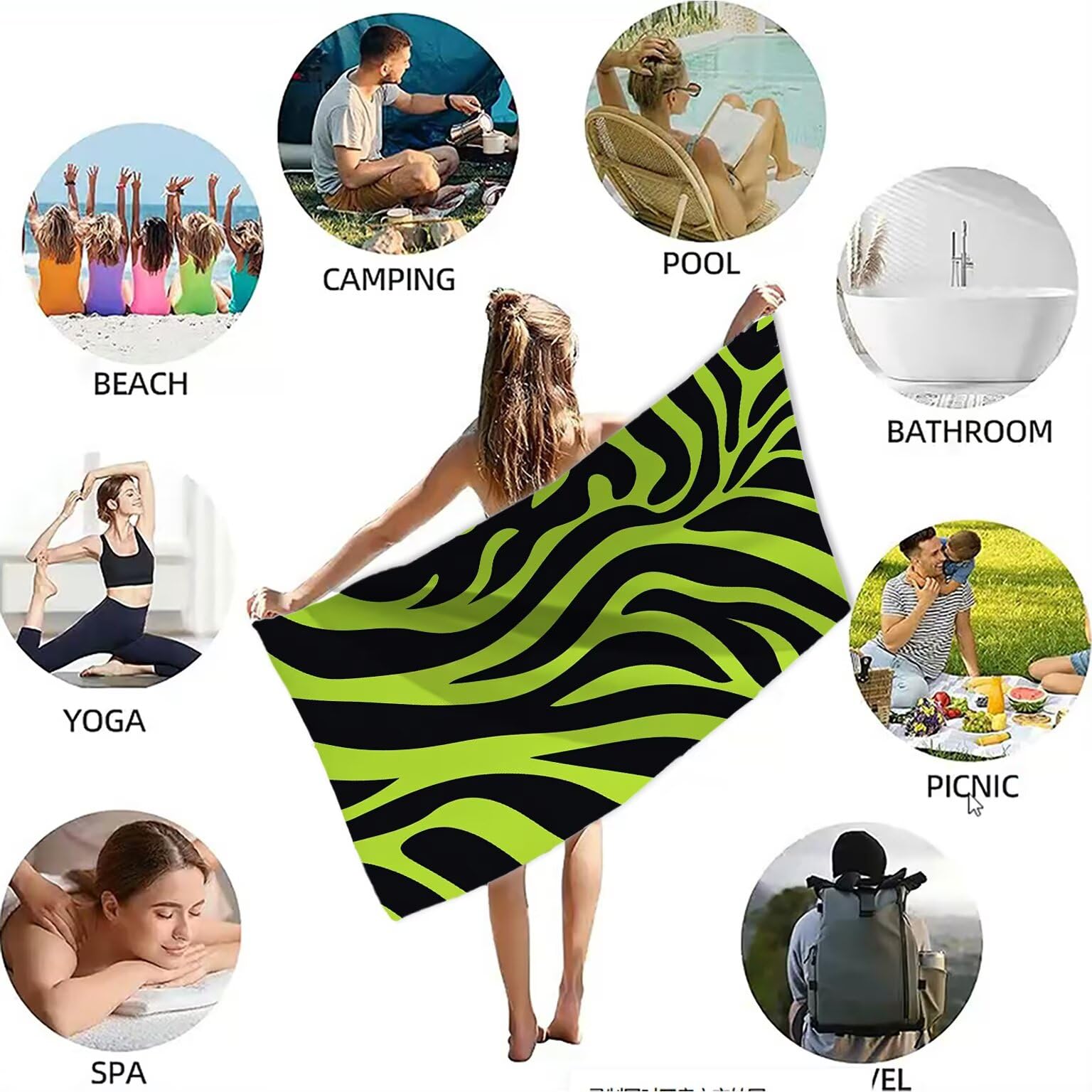 Ręcznik plażowy czarny ręczniki plażowe dla dorosłych 220 x 100 pióro ręcznik z mikrofibry ręcznik kąpielowy bez piasku, chłonny szybkoschnący lekkie akcesoria plażowe do pływania, wakacji, jogi