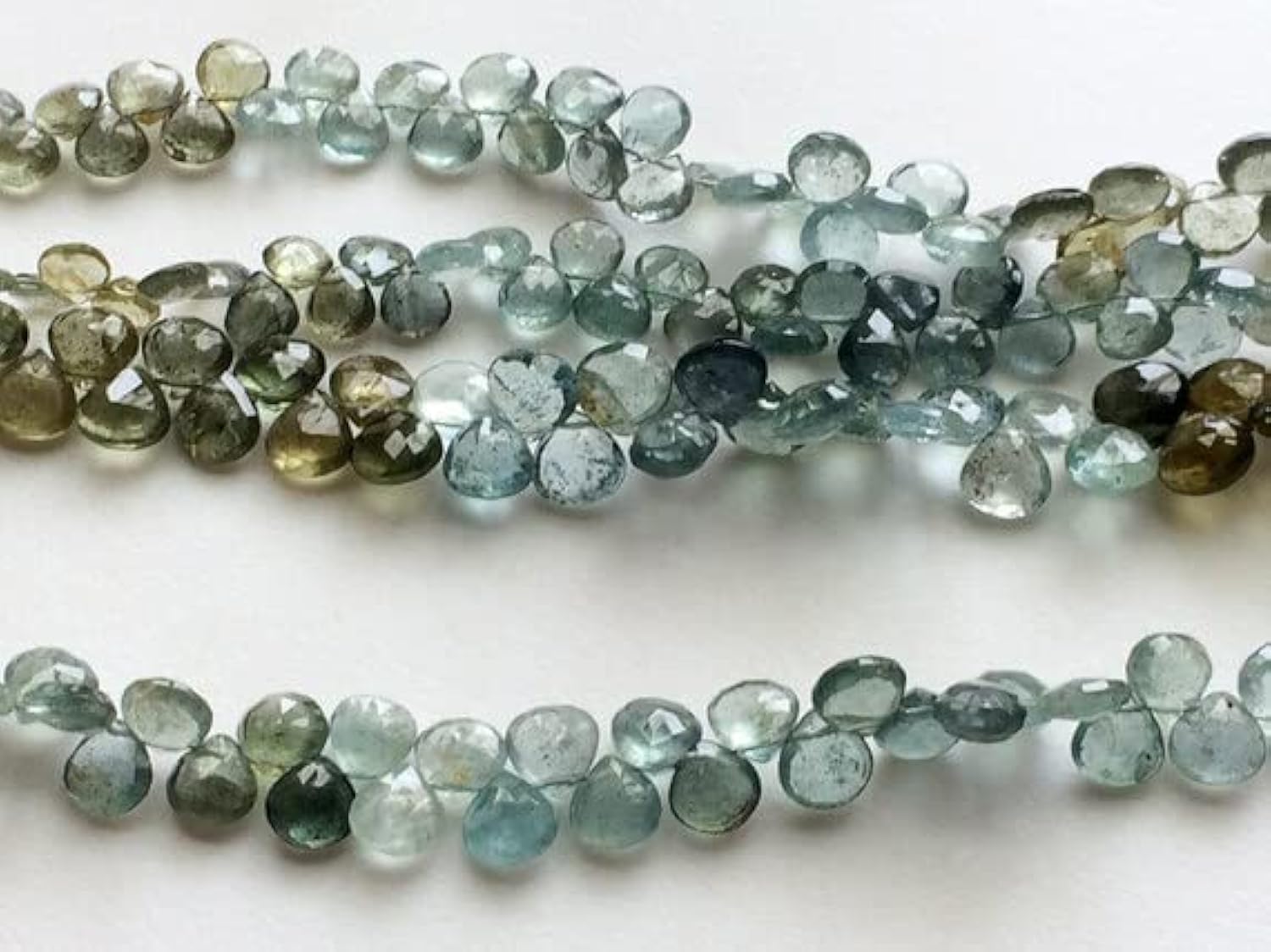 Moss aquamarine perles cœur facettées 6-8mm rang de pierre naturelle pour création collier