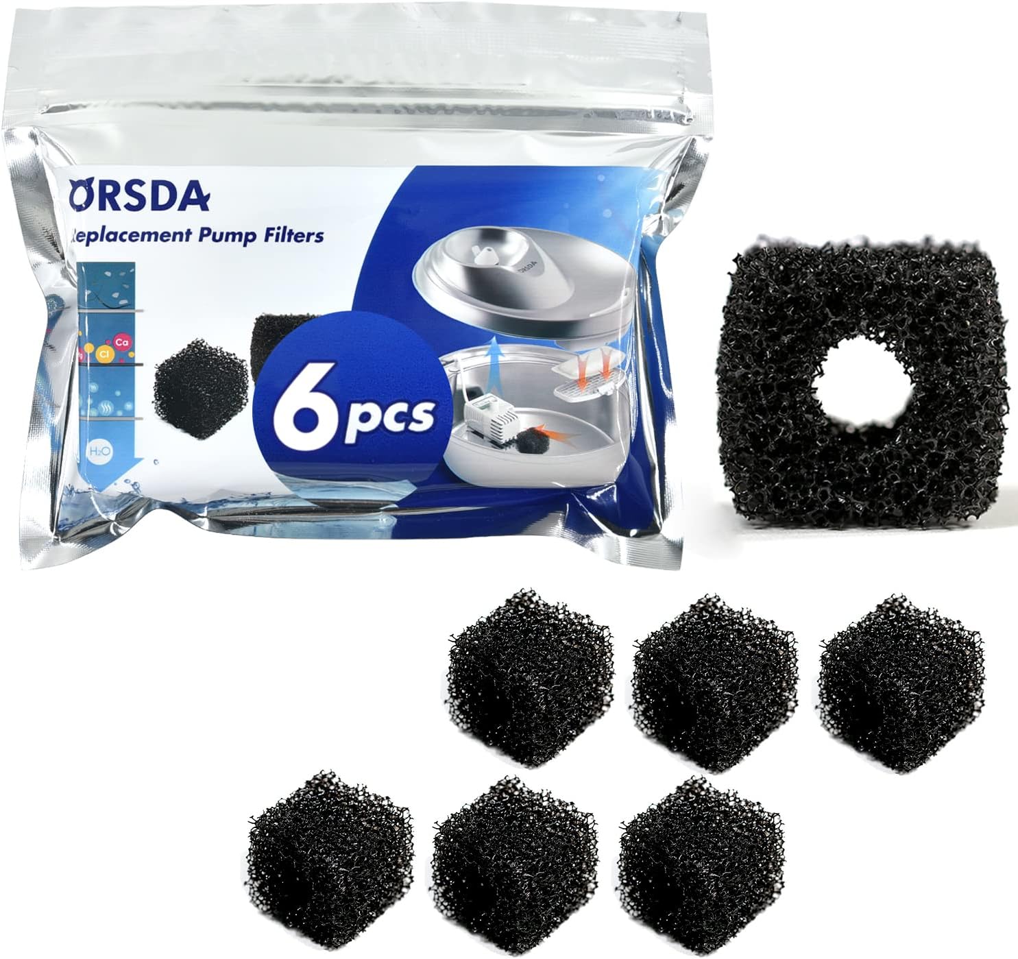 ORSDA Pet Water Fountain Replacement Pump F ilters