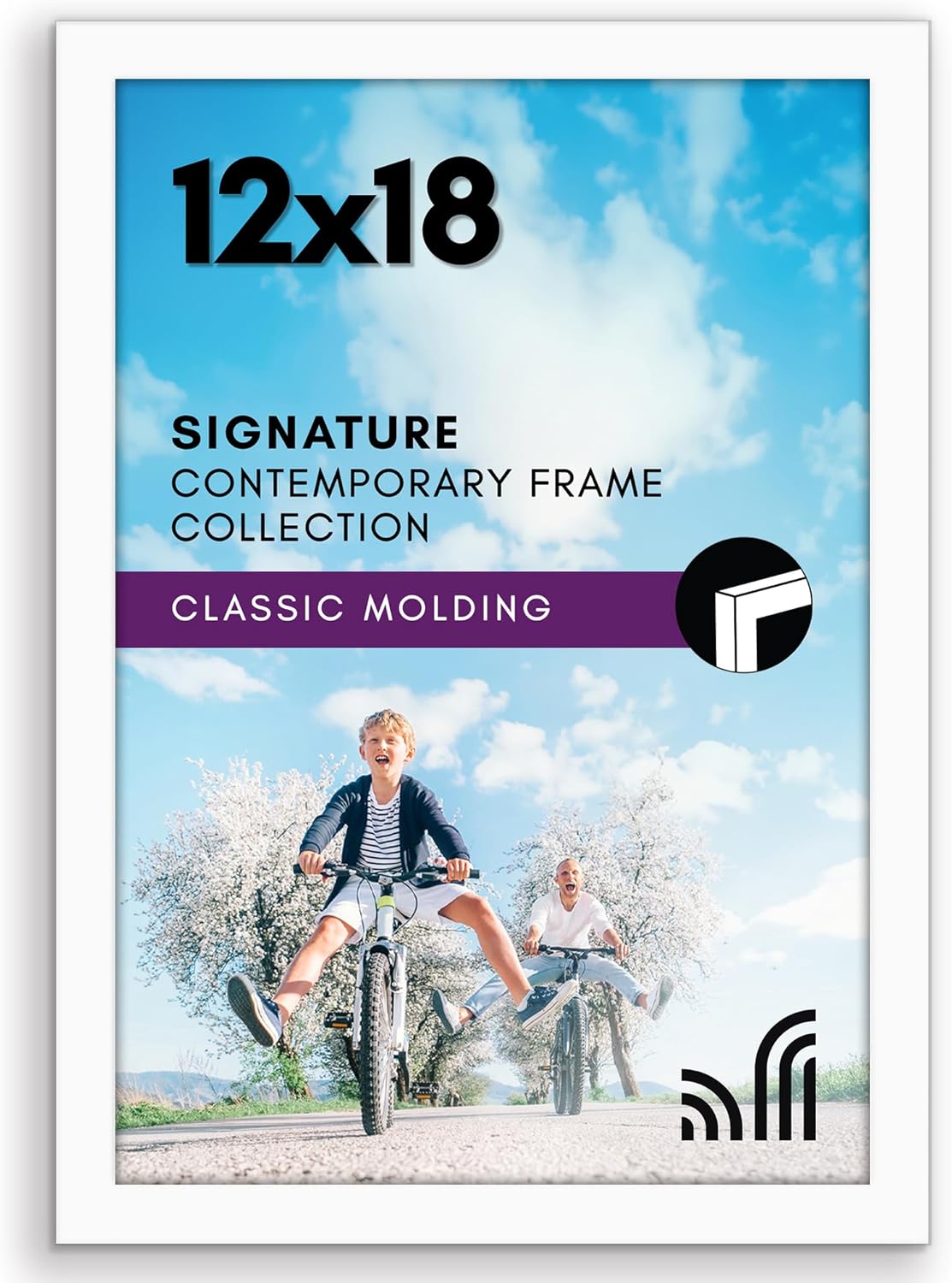 Americanflat 12x18 Poster Frame with Shatter-Resistant Glass - Gallery Style Frame with Engineered Wood - Signature Collection - Photo Frame for Wall Display - White 12x18 White