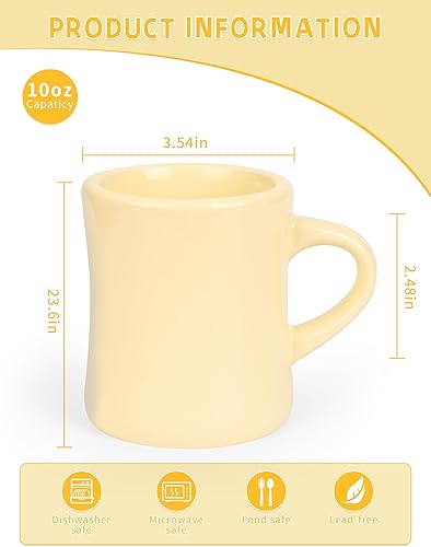 Miniatura 2 de Juego de 2 tazas de café de cerámica vintage, tazas de comedor retro pesadas de 10 onzas, gruesas y resistentes para café, cacao o leche, aptas para