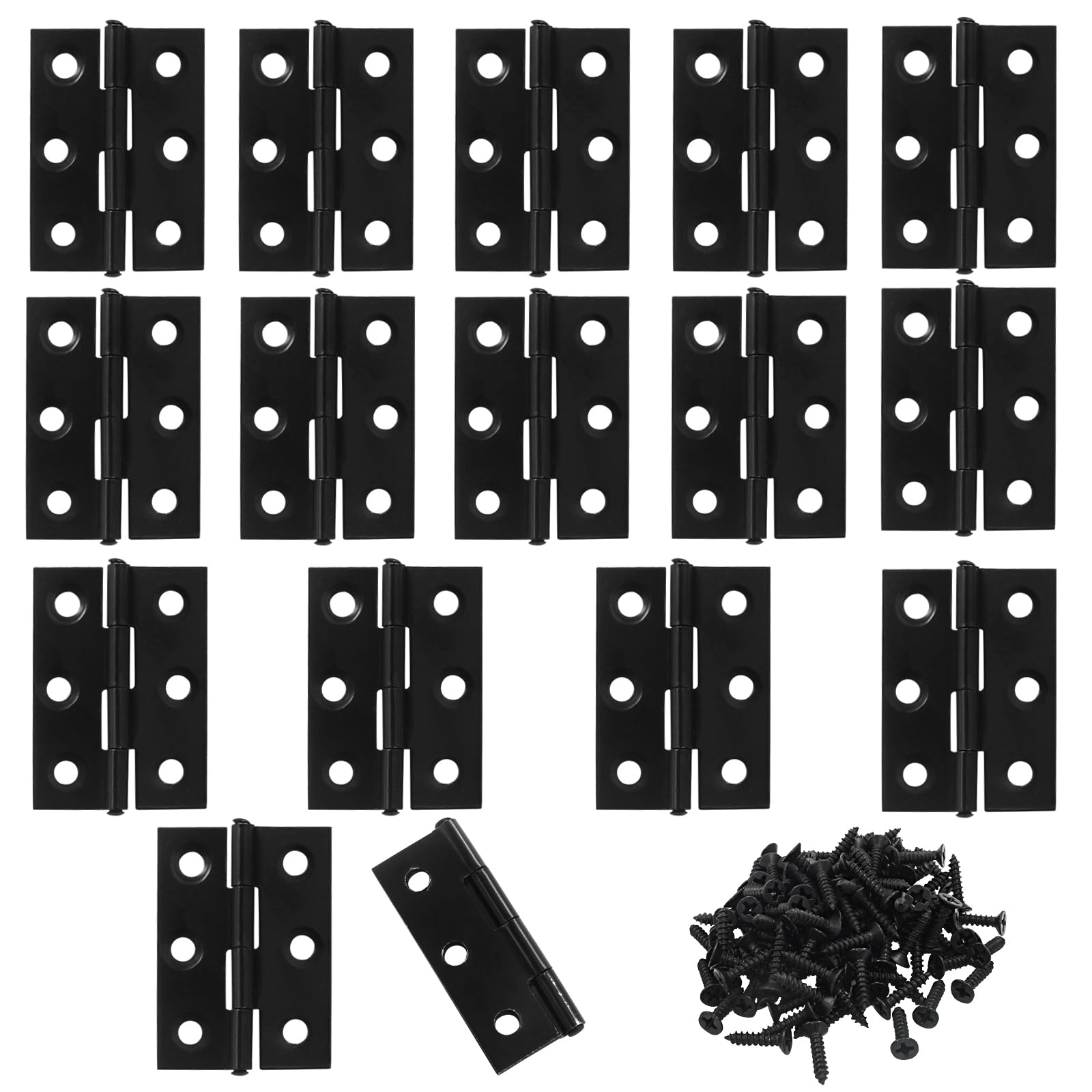 Charnières de porte d'armoire Murtenze en lot de 16 avec vis noires