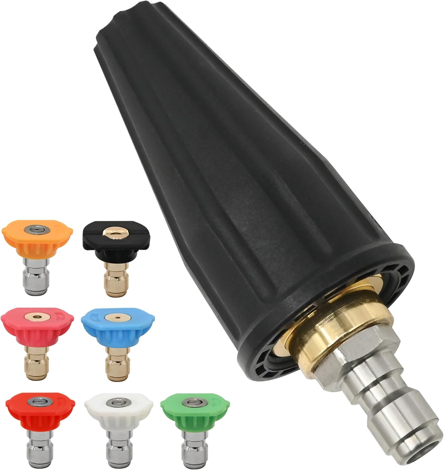 Saihisday 3600 PSI 3.0GPM Pressure Washer Tips Turbo Nozzle with Multiple Degrees Nozzle 3.0 Orifice 1/4 Inch Quick-Connect with 5 Spray Nozzle Pressure Washer