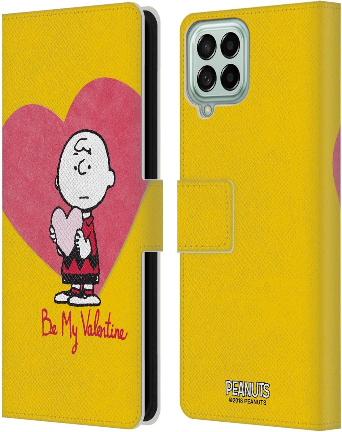 Head Case Designs Officially Licensed Peanuts Charlie Brown Valentine 2 Sealed with A Kiss Leather Wallet Case Compatible with Samsung Galaxy M53 (2022)