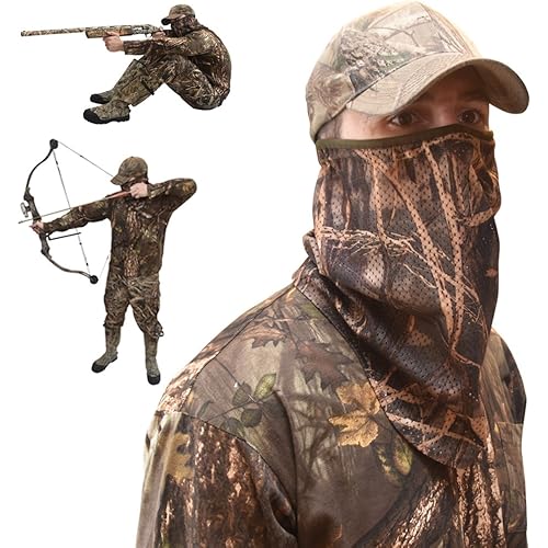 Hunting Face Mask Light Weight, Camo Face Mask Hunting Turkey, Camouflage Face Masks for Hunting, Turkey Hunting Gear for Men, Camo Face Netting Mask for Hunting