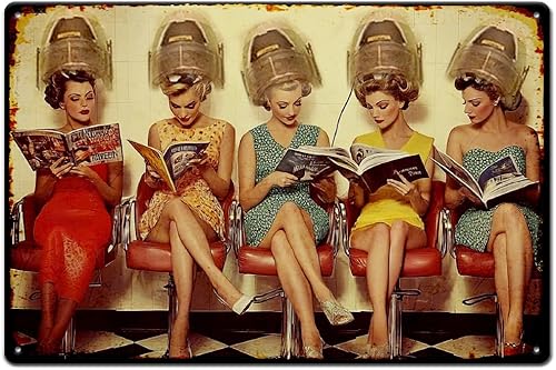 SUPERDANT Letreros de metal para peluquería, letrero retro para salón de belleza, póster de pared, letrero de estaño, arte de pared, placa