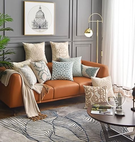 Miniatura 5 de Lently Juego de 2 fundas de almohada bordadas, cuadradas, 100% algodón con cremallera, para decoración del hogar, 20 x 20 pulgadas (19.7 x 19.7 in)