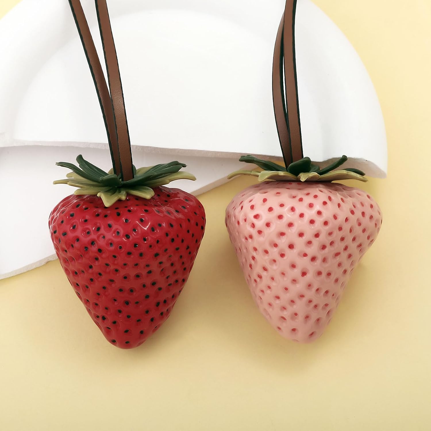 3D Big Strawberry Bag Charms - Cute Purse Tote Handbags Keychain Fruit Accessories - Design Birthday Gift for Women