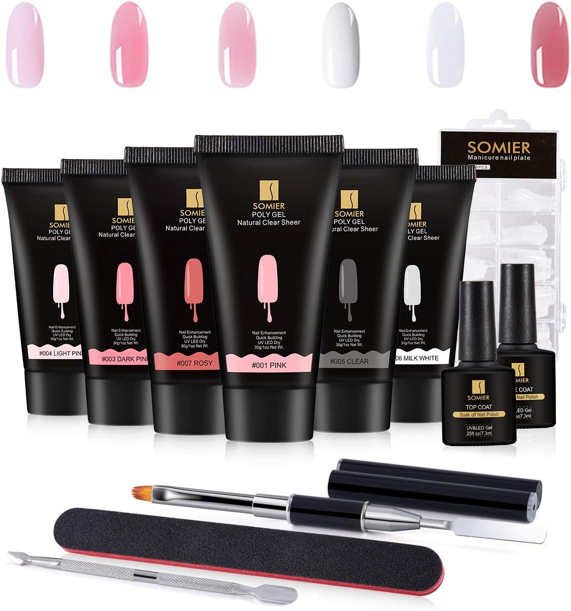 [Quick Building]SOMIER 30ml Poly Gel Kit Nail Extension Polygel Professional Nail Enhancement Builder Set All-in-one Nail Technician Trail Kit