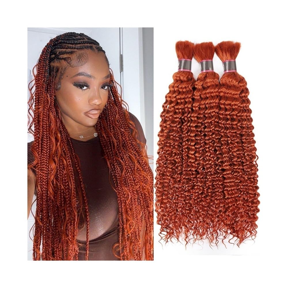 Splatanie włosów Deep Wave #350 Ginger Human Hair Bulk No Weft Brazylijskie przedłużanie włosów Remy do zaplatania Kobieta(20inches)