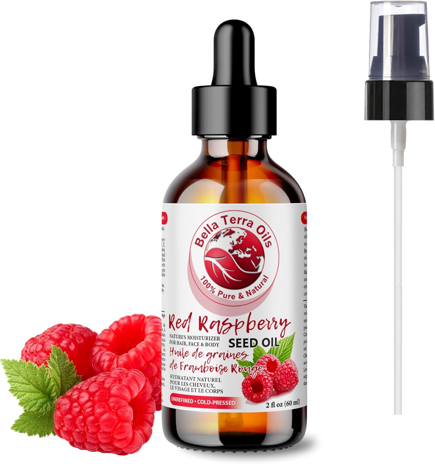 Bella Terra Oils - Red Raspberry Seed Oil 8 oz - Discover the Vitamin-Enriched Potency of Raspberry, Essential Companion for Every Skin Care Enthusiast