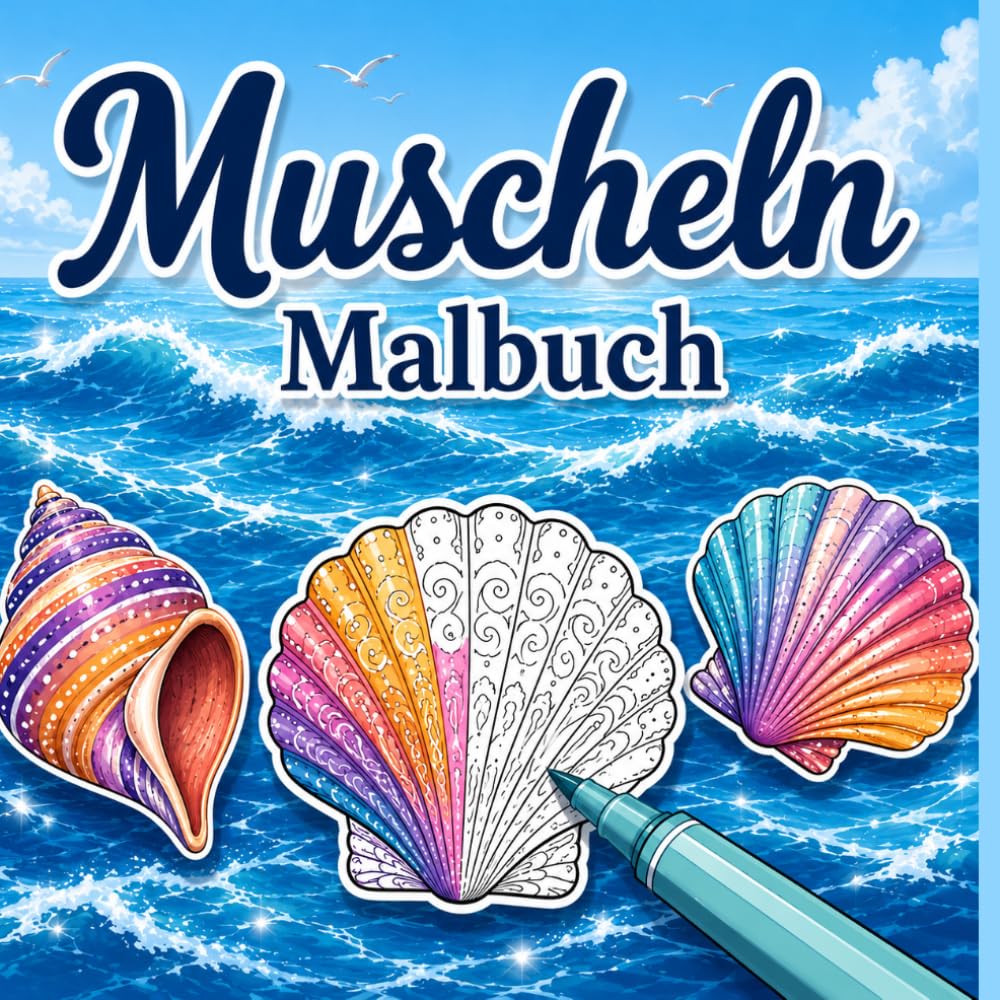 Muscheln – Malbuch: 30 wunderschöne Muschelmotive mit ansteigendem Schwierigkeitsgrad zum Entspannen und kreativen Ausmalen