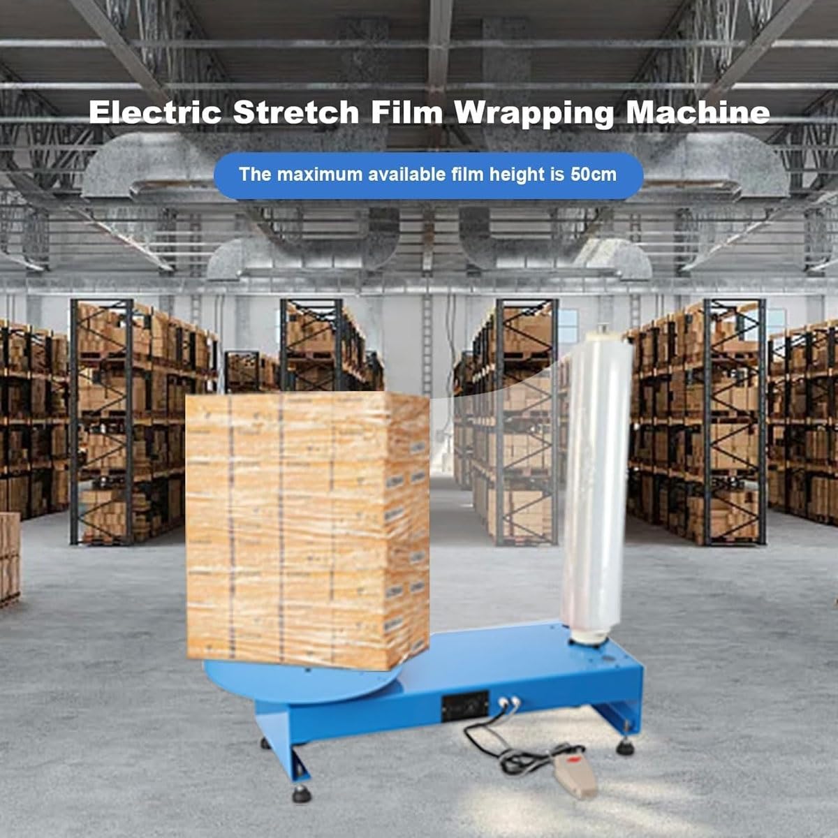 Elektrische Stretchfolie Wickelmaschine mit Drehteller Hohe Tragfähigkeit für Industrieverpackungen