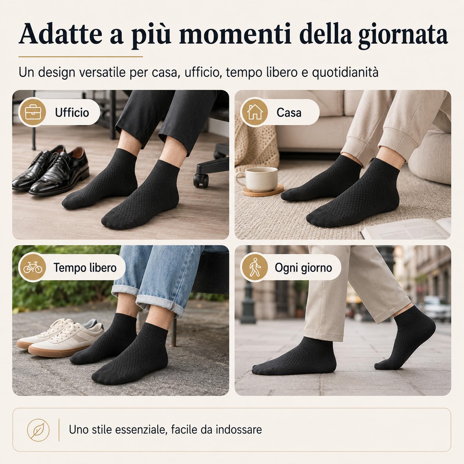 ARCSUN Calzini Lysea Bambù, Elastici Antiscivolo e Anti-odore (10Pezzi)