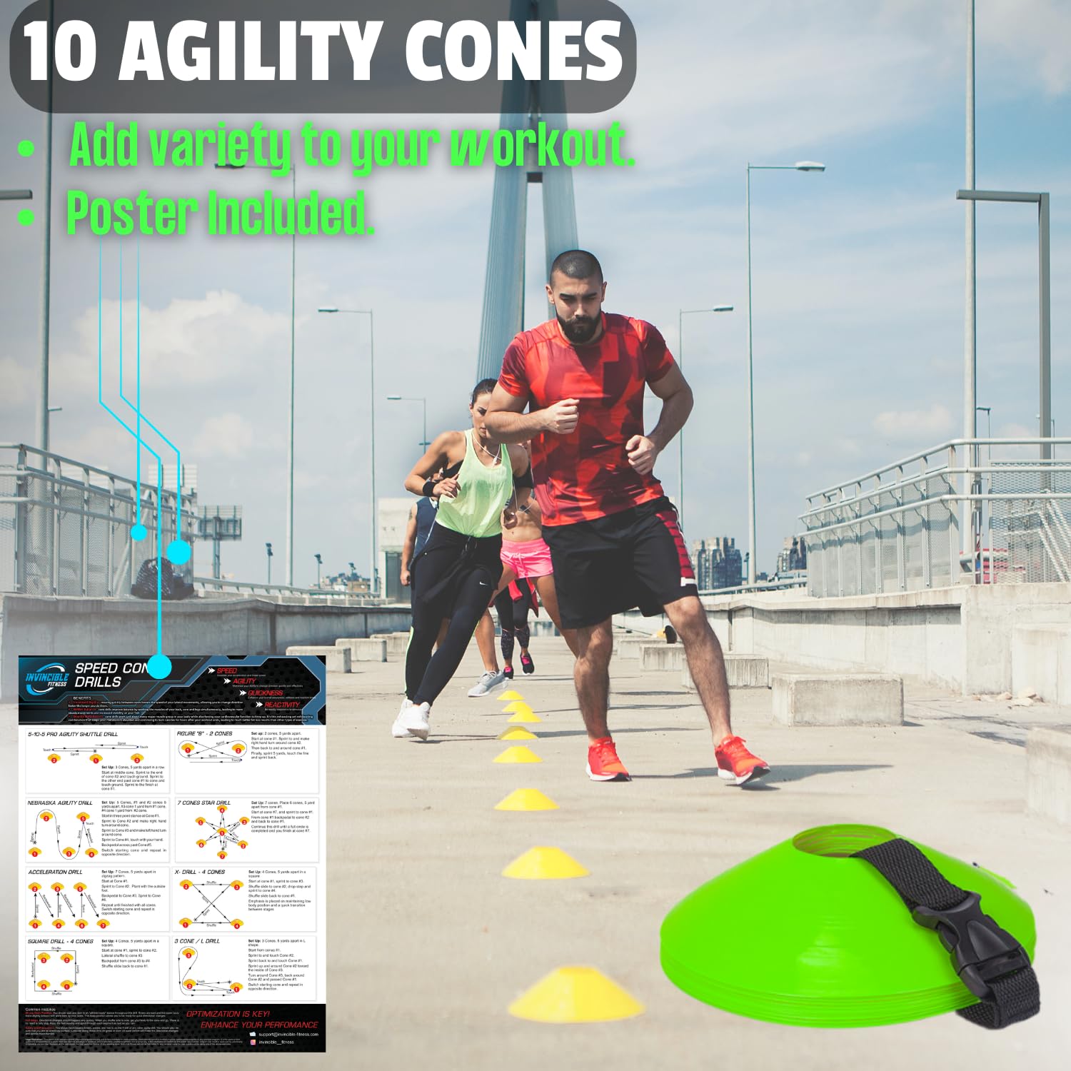 Soccer Drills Equipment Invincible Fitness - Includes Ladder, 10 Cones ...