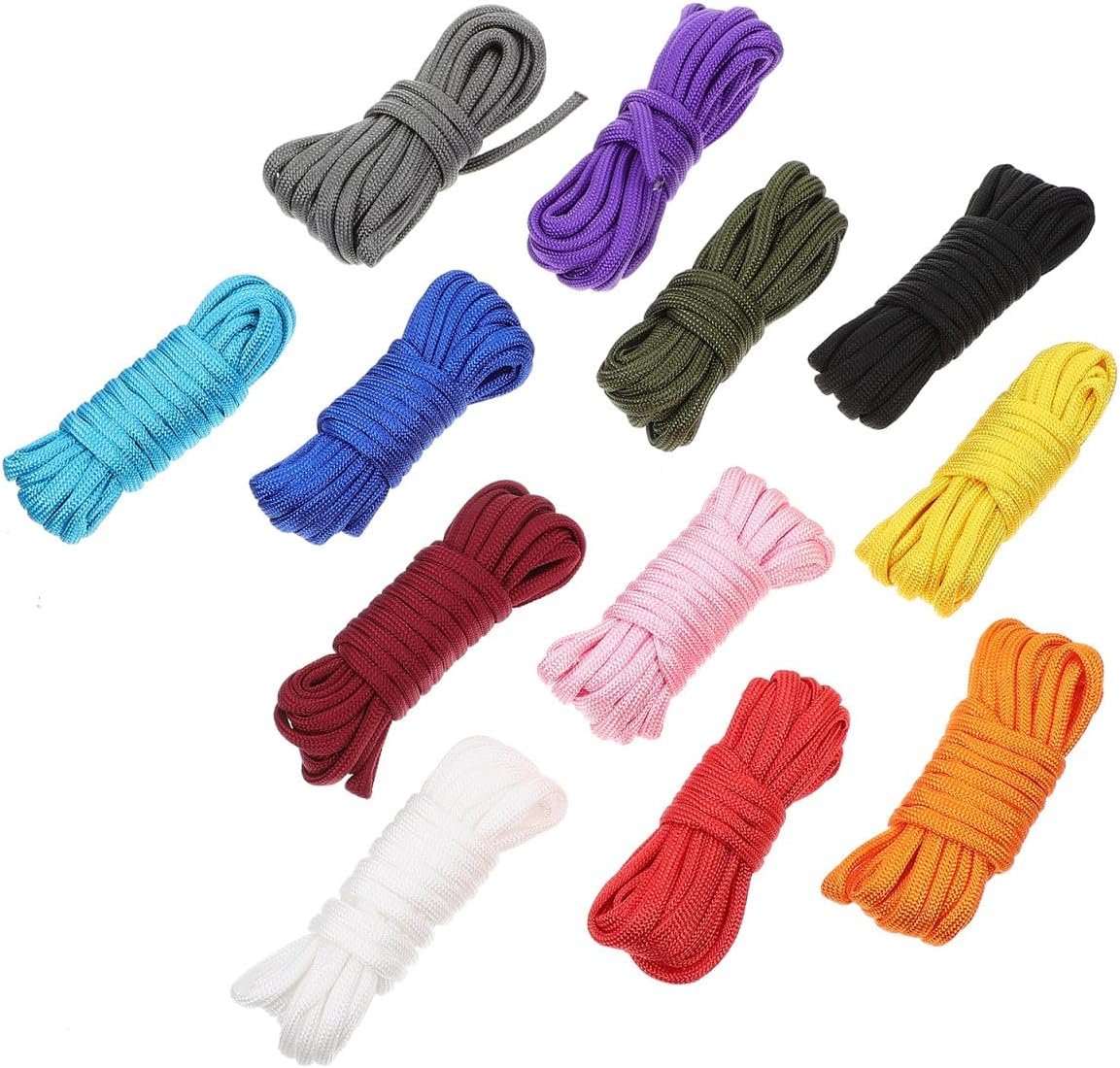 Healifty 12 Rolls Braided Polyester Tent Guy Lines Outdoor Survival Rope Cord for Camping Hiking with 3 Meter Length Each, Utility Cord for Tent Tarp Securing and Climbing Random Color