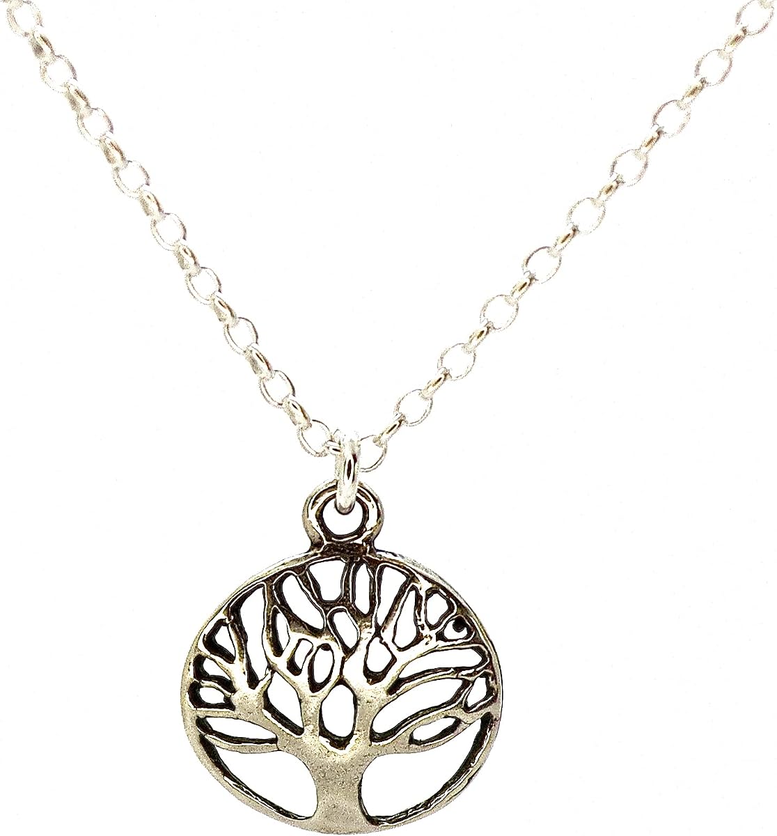 Collar con colgante del árbol de la vida para mujer, colgante pequeño redondo de plata de ley 925, collar delicado para niñas, colgante de árbol genealógico de plata, collar de todos los días