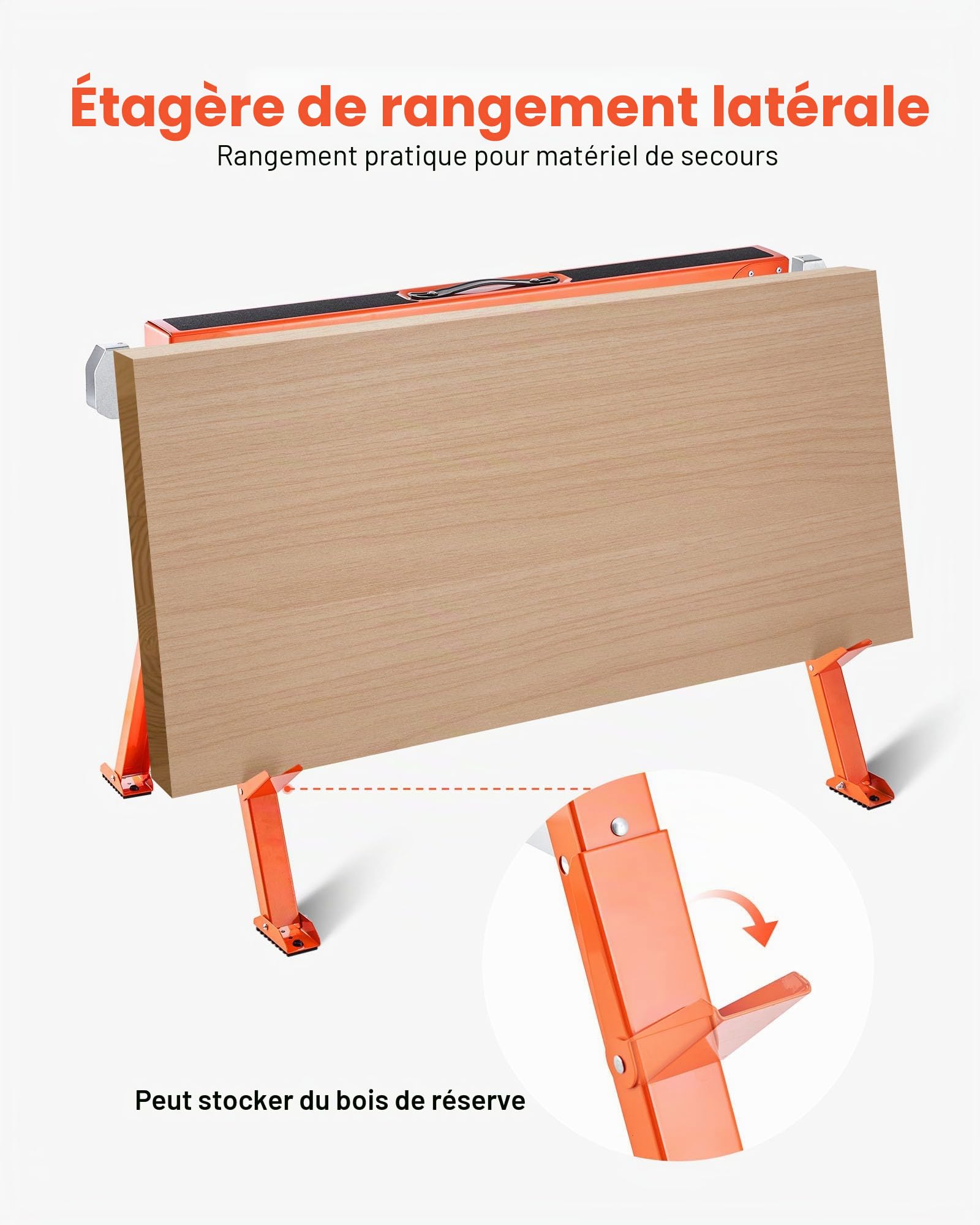 VEVOR Chevalet de Sciage, Lot de 2, Tréteau de Sciage Pliable, Capacité de Charge 600 kg, avec Pieds Robustes, Patins Antidérapants, Outil Tout en Métal pour Menuiserie, Menuisiers, Bricoleurs Bois