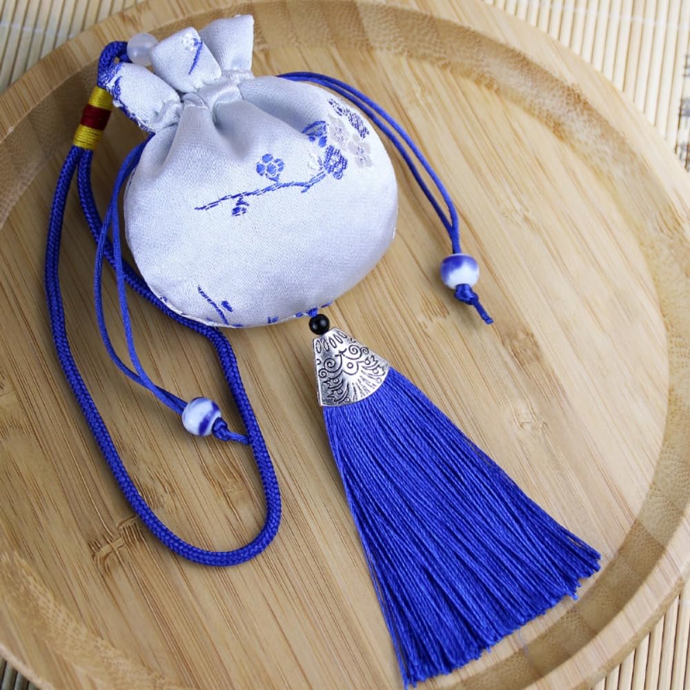 Jewelry Storage Bag Dragon Boat Festival Bag Smooth Small Pouch Chinese Style Sachet Retro Pattern Plum(Light Blue)