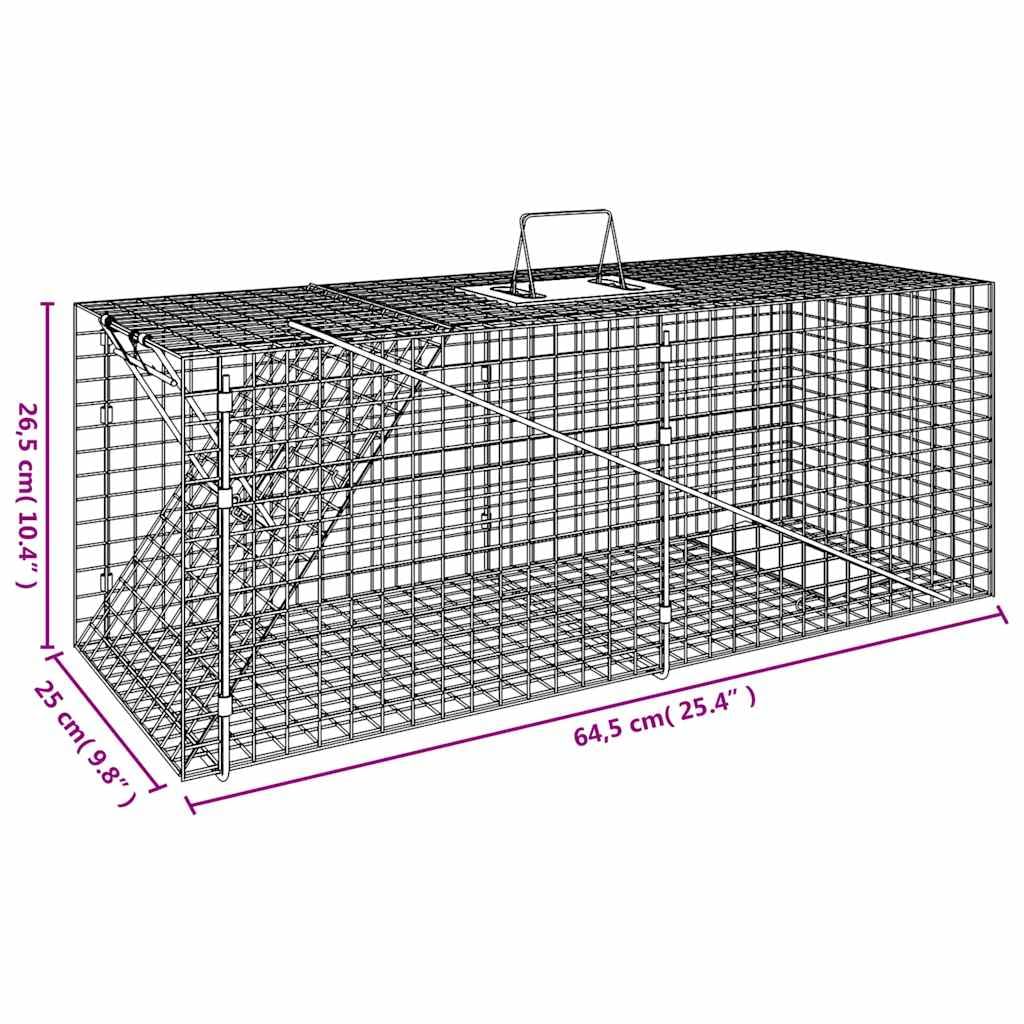 vidaXL Pułapka na zwierzęta 64,5x25x26,5 cm Ocynkowana żelazo