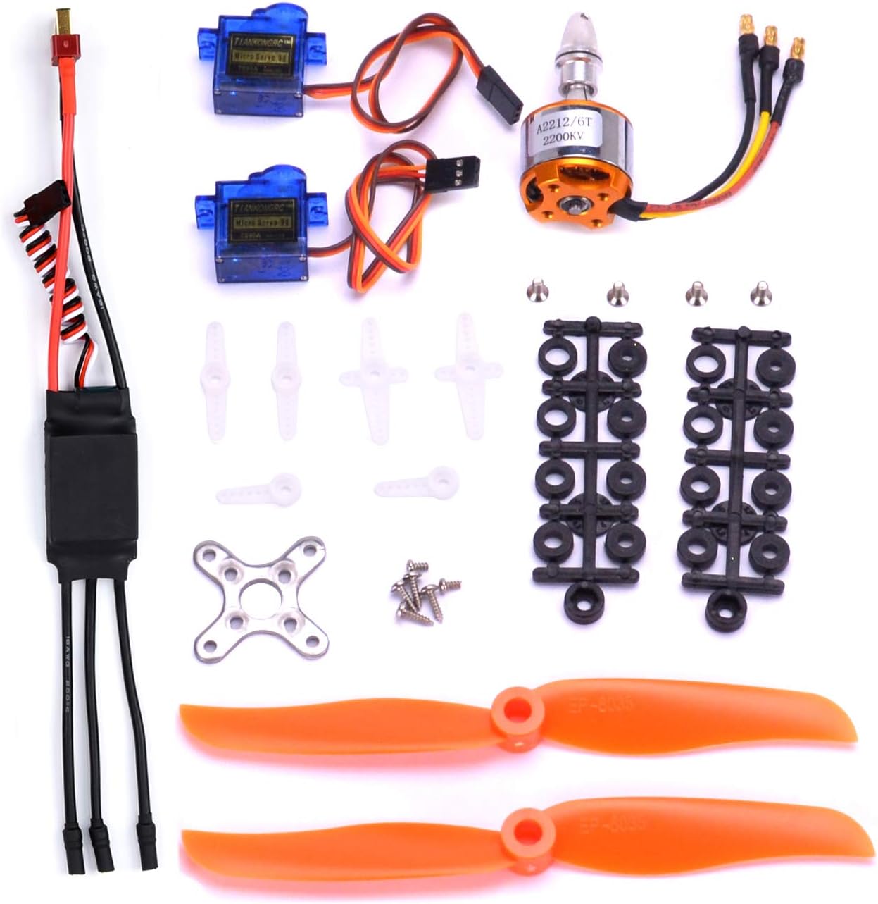 RC 2212 2200KV Brushless Motor+SG90 9G Micro Servo+ New 30A ESC Electric Speed Controller+6035 Propeller for RC Fixed Wing Plane Helicopter