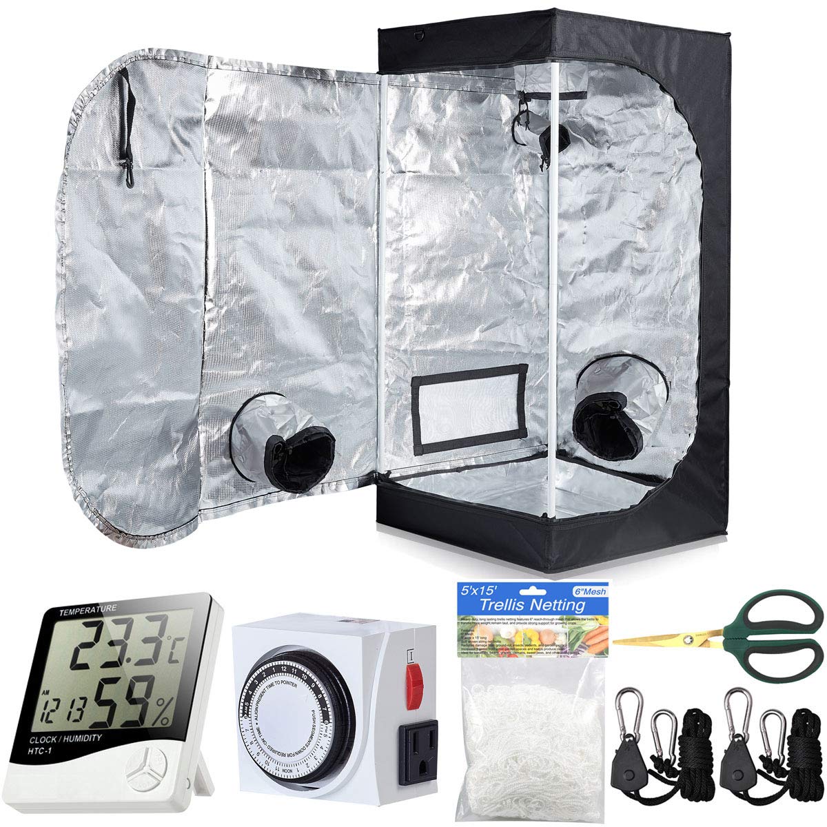 Snapklik.com : Hydroponics 24x24x48 600D Mylar Indoor Plant Grow Tent ...