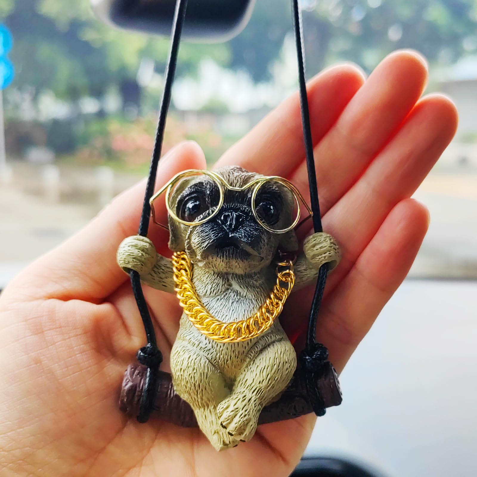 Amazon | Motaney 揺れる犬 車 吊り下げオーナメント かわいいパグ犬 