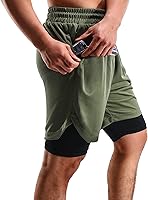 Vista 5 de 2 in 1 Mens Shorts Casual 2 Pack, Running Gym Shorts for Men 7 Inch, Workout Shorts Men with Pockets &Towel Loop