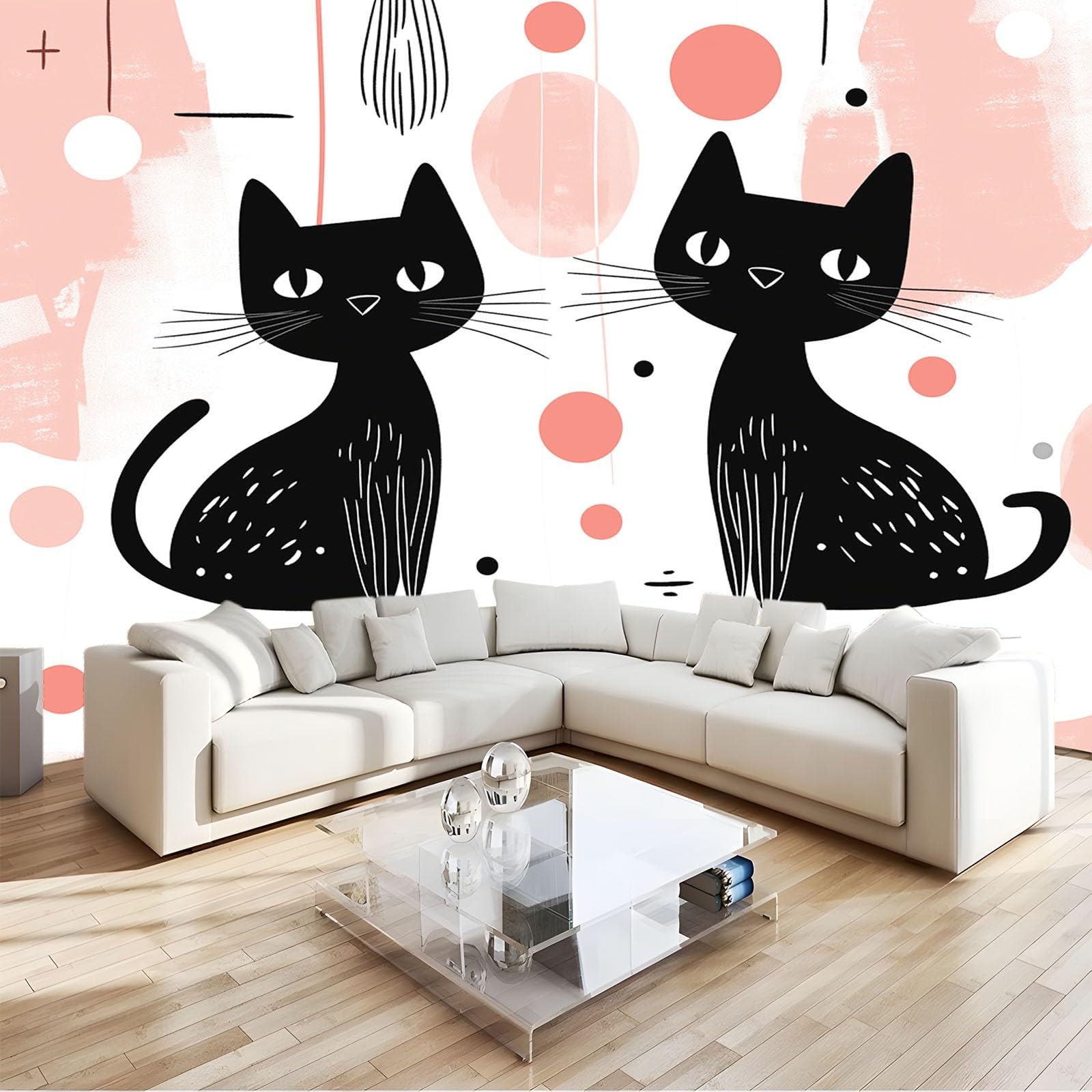 Papier peint panoramique 3D chat noir 400x280 cm affiche geante chambre
