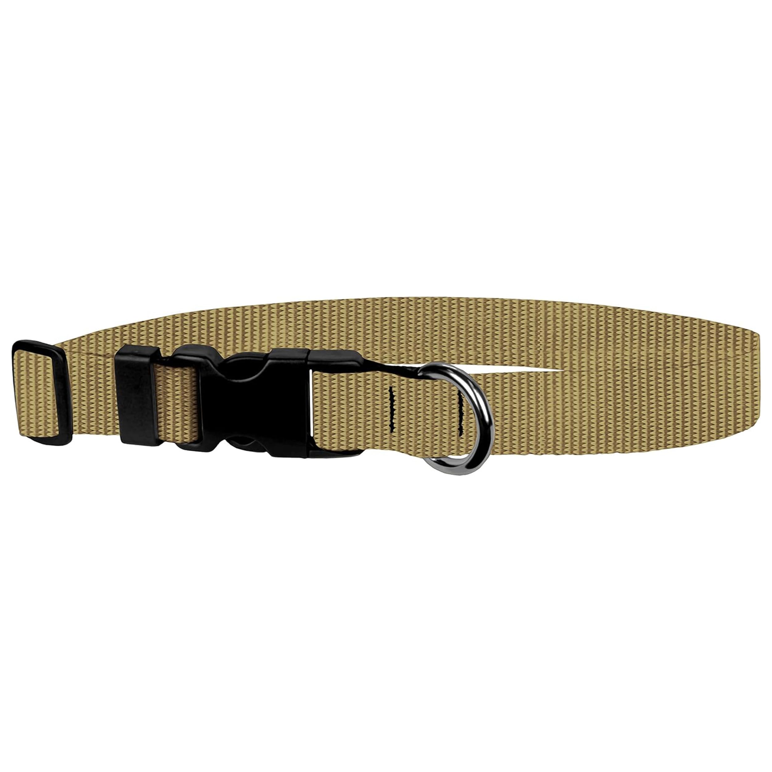 Dog Collar - Colored Adjustable Pet Collars, 1 Inch Wide, Extra Large, Tan