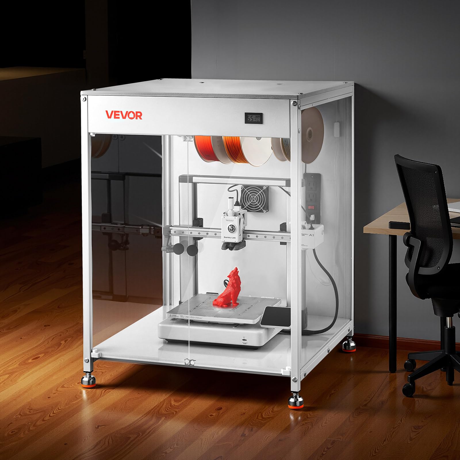 VEVOR Obudowa drukarki 3D z wentylacją, pyłoszczelna, wodoodporna, przezroczysta, akrylowa 3D, stała temperatura, kompatybilna z Bamboo Lab, Ender