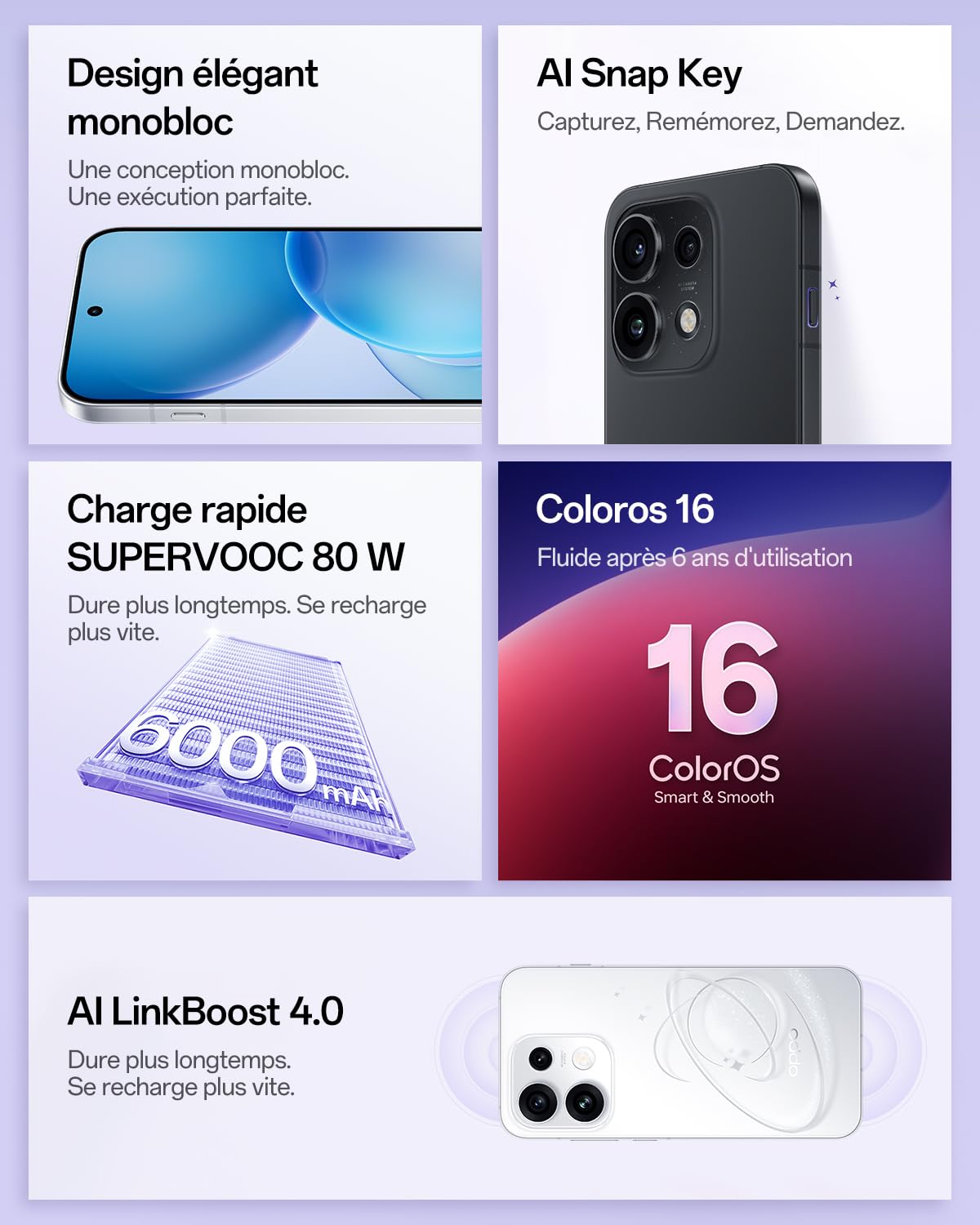 OPPO Reno16 Pro 5G Smartphone Débloqué, 12+512Go, Quad Camera 200MP, Vidéo Stable 4K, Écran AMOLED 6.32" 120Hz, 6000mAh, MediaTek Dimensity 8550, IP69K, Starlight Black (Chargeur 80W SUPERVOOC Inclus)