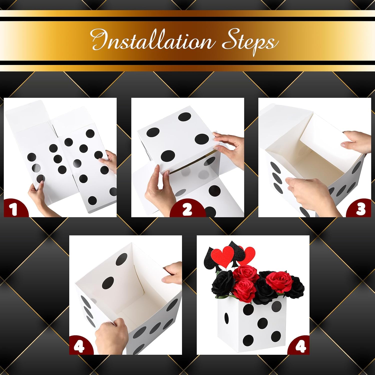 Jexine 15 Pcs Dice Favor Boxes 7" Casino Theme Birthday Decorations Las Vegas Party Decorations 3D Dice Decor for New Year Centerpieces Casino Night Las Vegas Party Supplies(White)