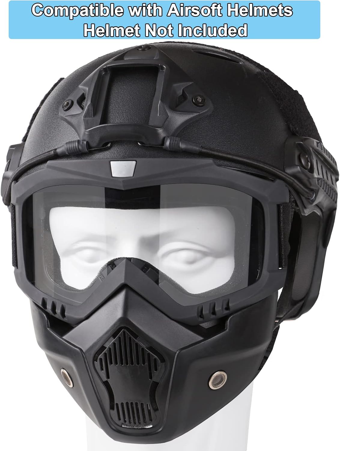 VPZenar Paintball Mask Anti Fog, Airsoft Full Face Mask and Goggles Detachable for Motorcycle Dirtbike Transparent Lens : Sports & Outdoors