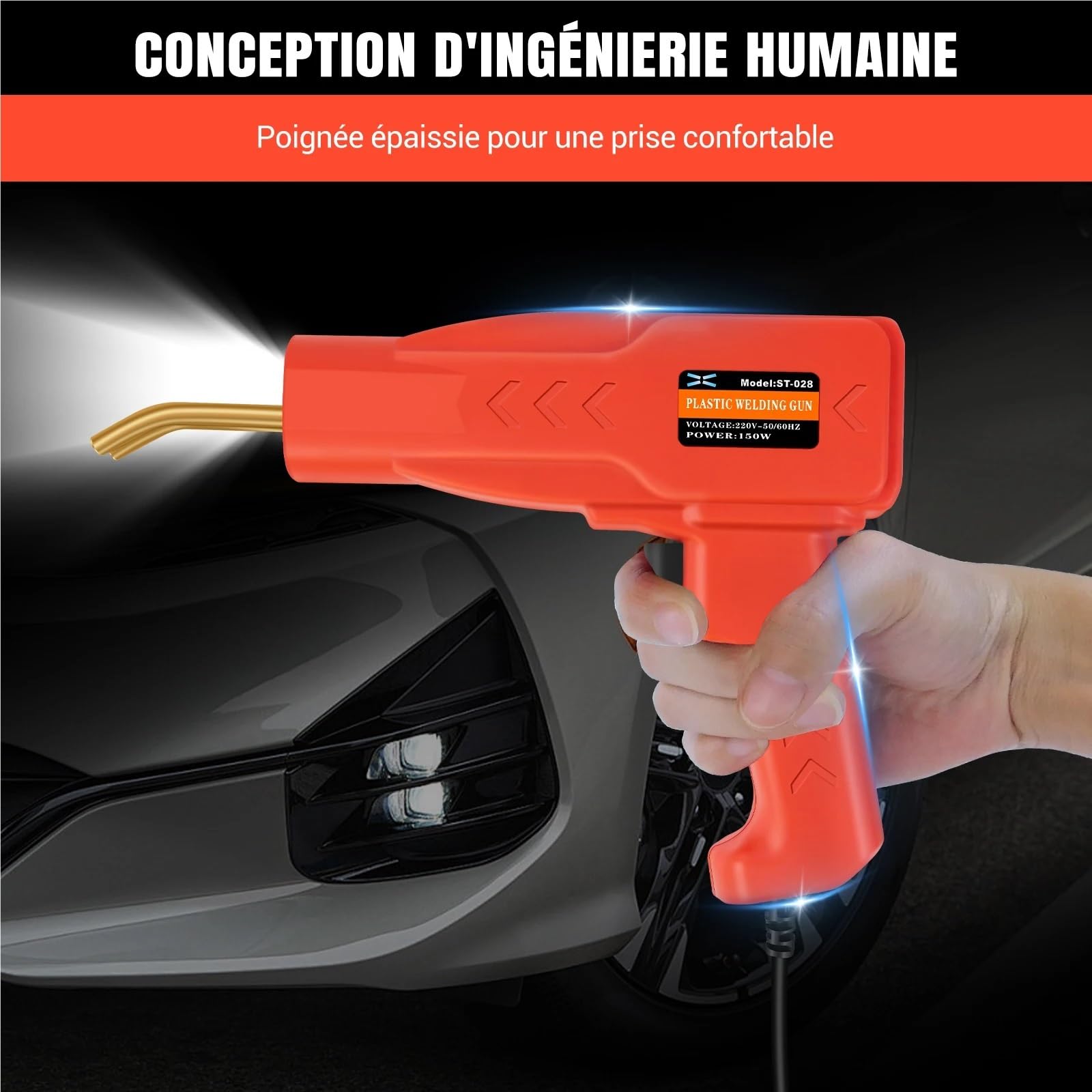 Kit Riparazione Paraurti Auto Kit di Riparazione paraurti Auto con saldatrice per plastica da 150 W, acchina di Saldatura con Punti Metallici Caldi da 800 Pezzi