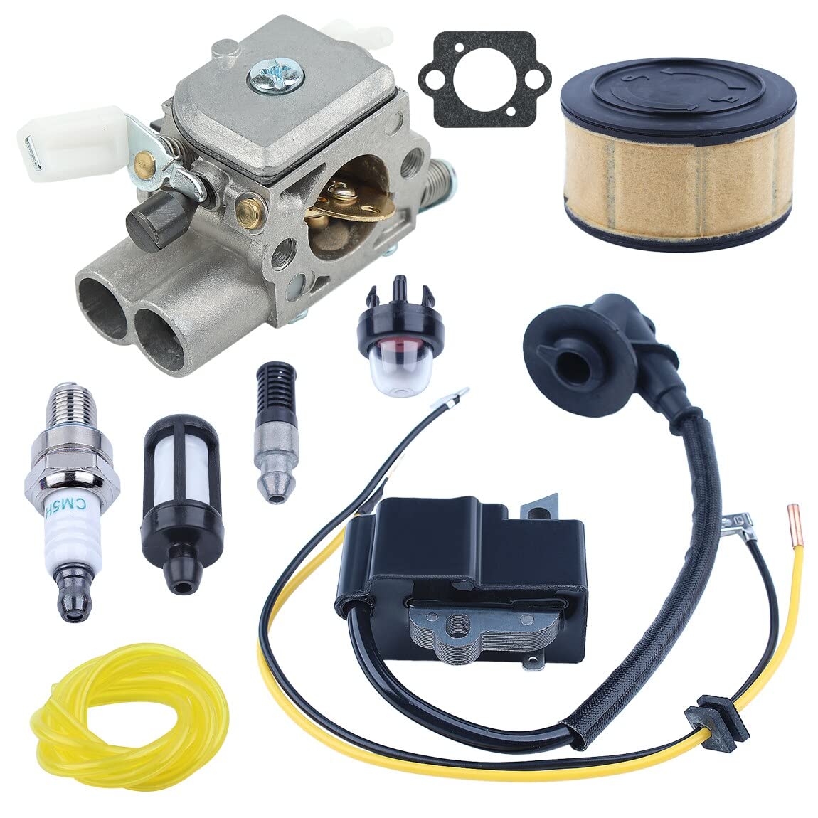 Luxuypon Carburetor Ignition Coil Compatible with Sti-hl MS251 MS 251 Air Fuel Oil Filter Line Primer Bulb Gasket Spark Plug Kit Chainsaw Part