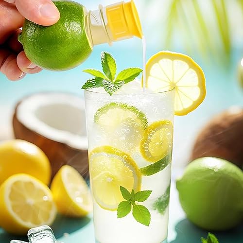 Miniatura 6 de Exprimidor de limón con tapa de rosca, 2 unidades, exprimidor manual de cítricos con tapa y filtro, exprimidor de lima sin BPA para limónnaranja,