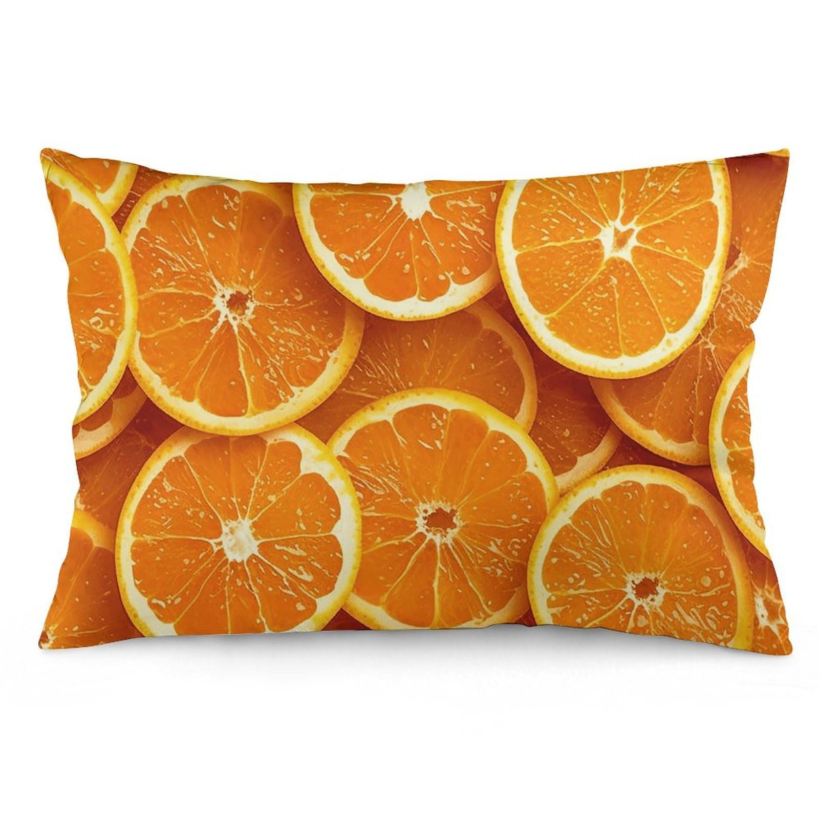 2 Pack Pillow Cases for Hair and Skin, Soft Breathable Pillow Case Covers with Hidden Zipper, Orange Slices Pillowcase 12 "x20 Pillow Covers for Sleeping Gift