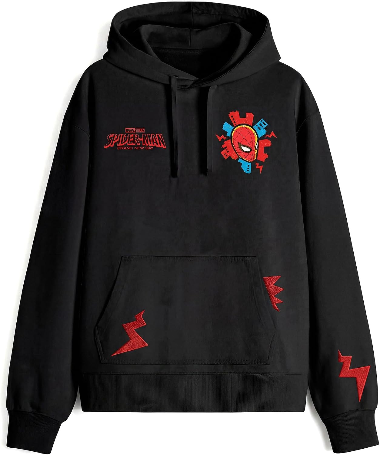 Spider-Man Brand New Day Men's Spider-Senses Tingling Pullover Hoodie | Officially Licensed | 60% Cotton 40% Polyester | Fleece | Screen Print and Embroidery | Sizes S–XXL