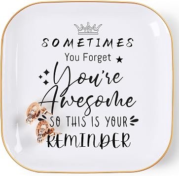 Inspirational Gifts for Women Trinket Ring Dish Jewelry Tray - Youre Awesome Gifts for Her Female Friend Unique Gifts for Women Birthday Christmas Valentines Mothers Day, White