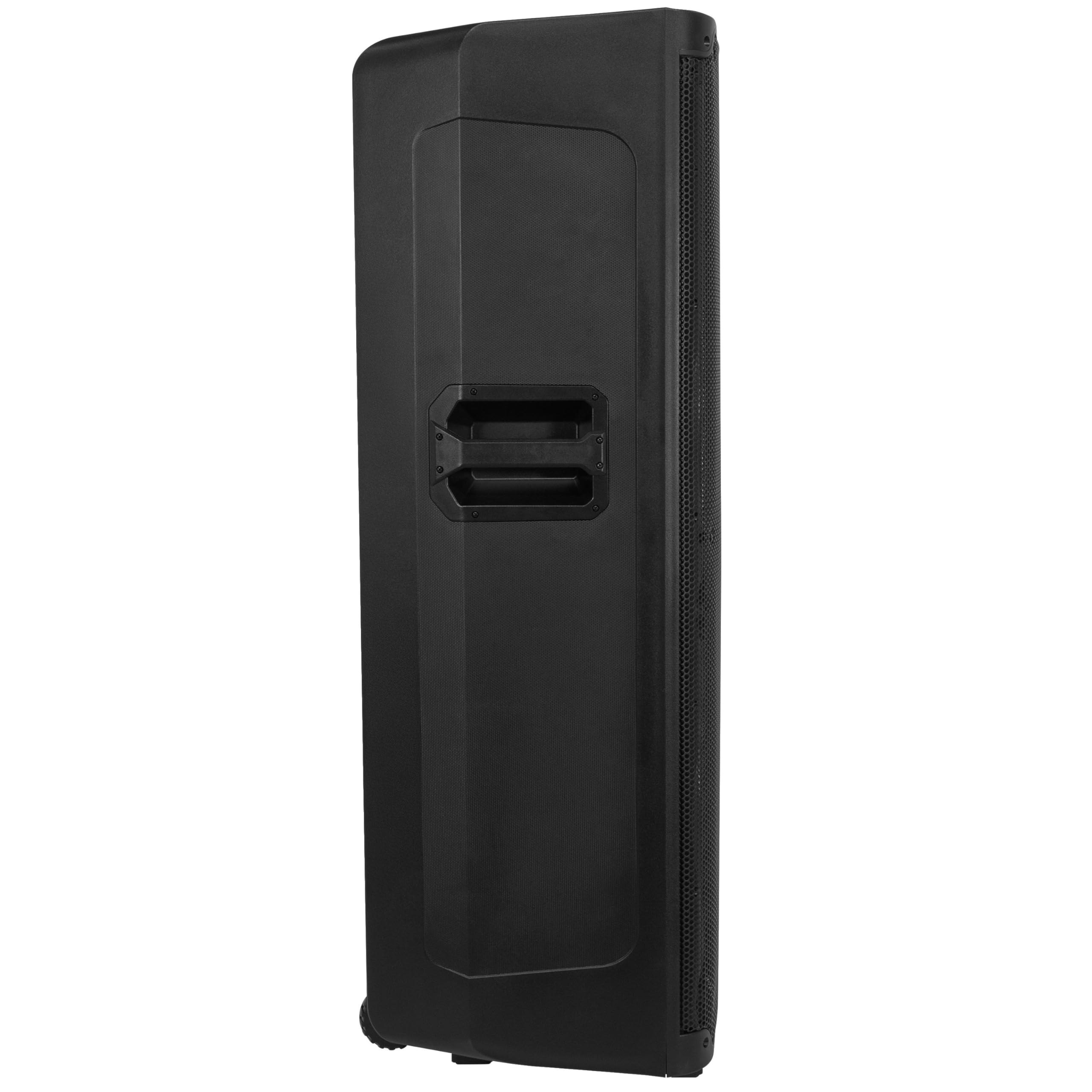 BoomToneDJ BS215A LED – Enceinte Sono Active 2x15 avec Bluetooth, USB/SD, Radio FM et éclairage LED intégré pour soirées, karaoké, Bars et événements. Puissance de 250 W RMS.