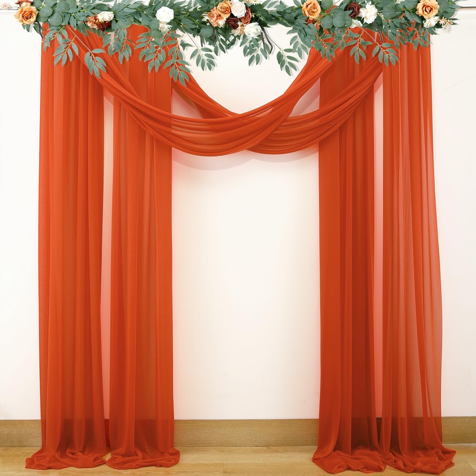 Drapierungsstoff For Hochzeitsbögen, 3 Paneele, 6 M, Chiffonstoff, Hochzeitsvorhänge, DIY-Dekoration, Transparentes Hintergrundvorhang-Set For Dekorationen For Hochzeitszeremonien, Partys Und Empfänge