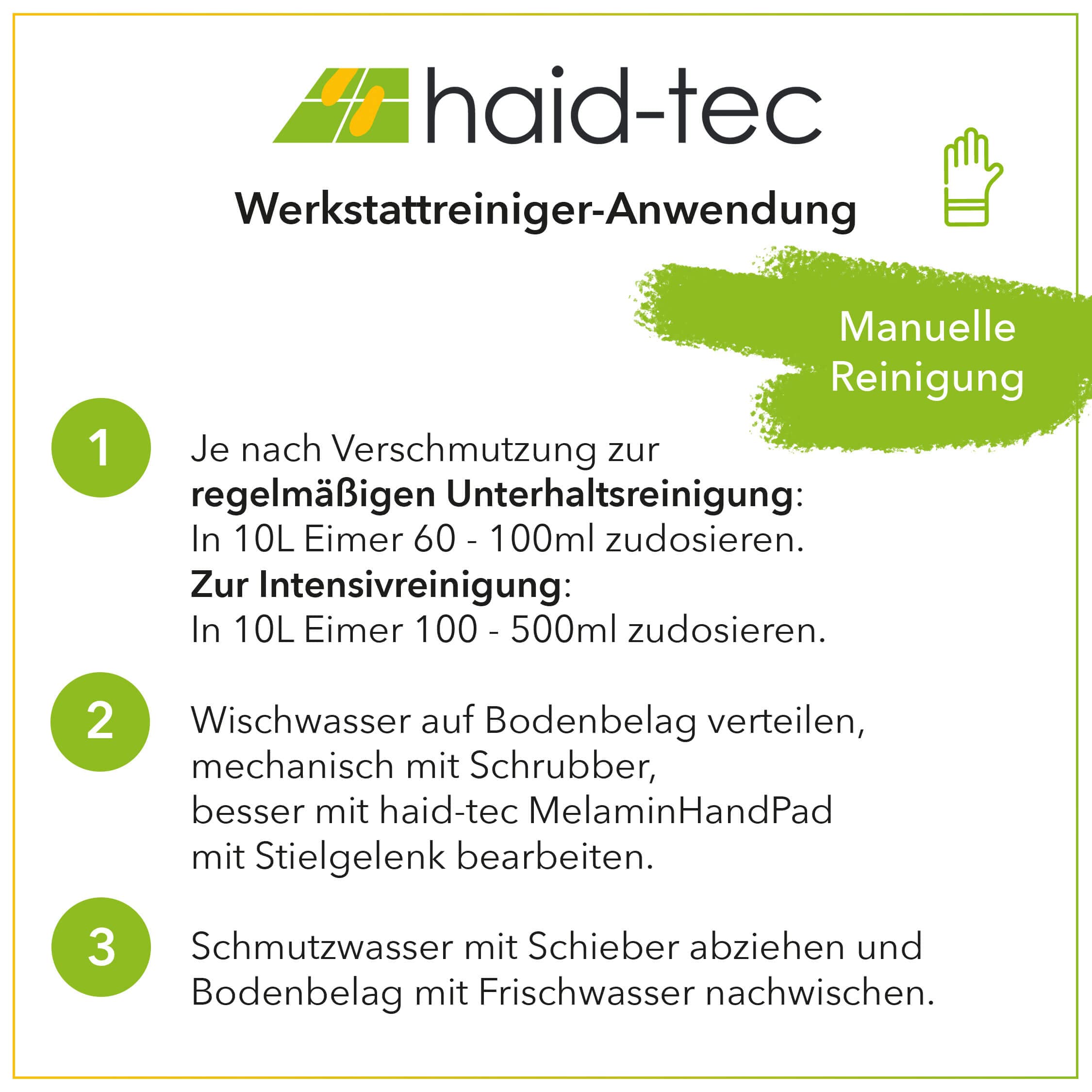 haid-tec Werkstatt Reiniger - Reinigungsmittel für Garagenboden, Werkstattboden - Ölfleckenentferner, Industriereiniger - Konzentrat - biologisch abbaubar - made in Germany (10 Liter)