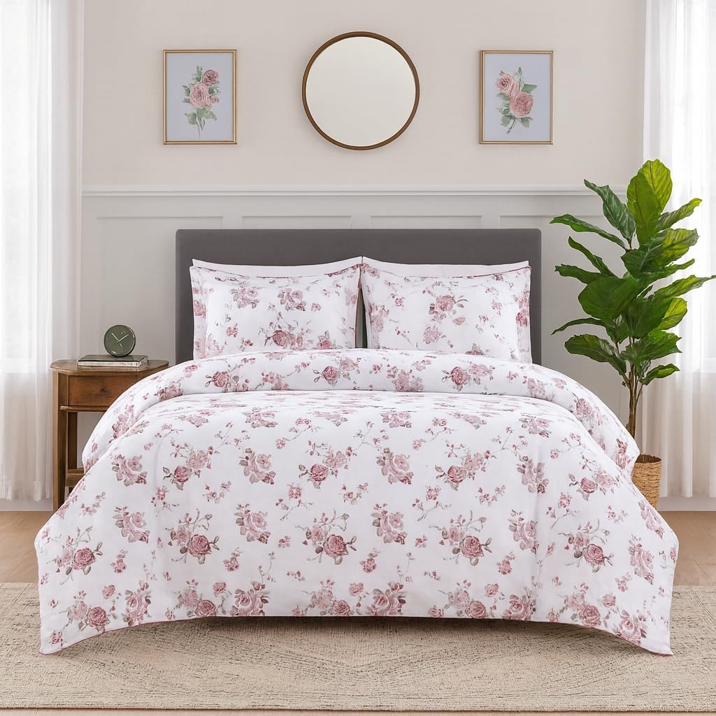 Dreamology Duvet Cover Queen Size, Duvet Covers Queen with Button Closure, Soft Microfiber, Piped Edges & Fade Resistant Bedding, Includes 1 Duvet Cover & 2 Pillow Shams